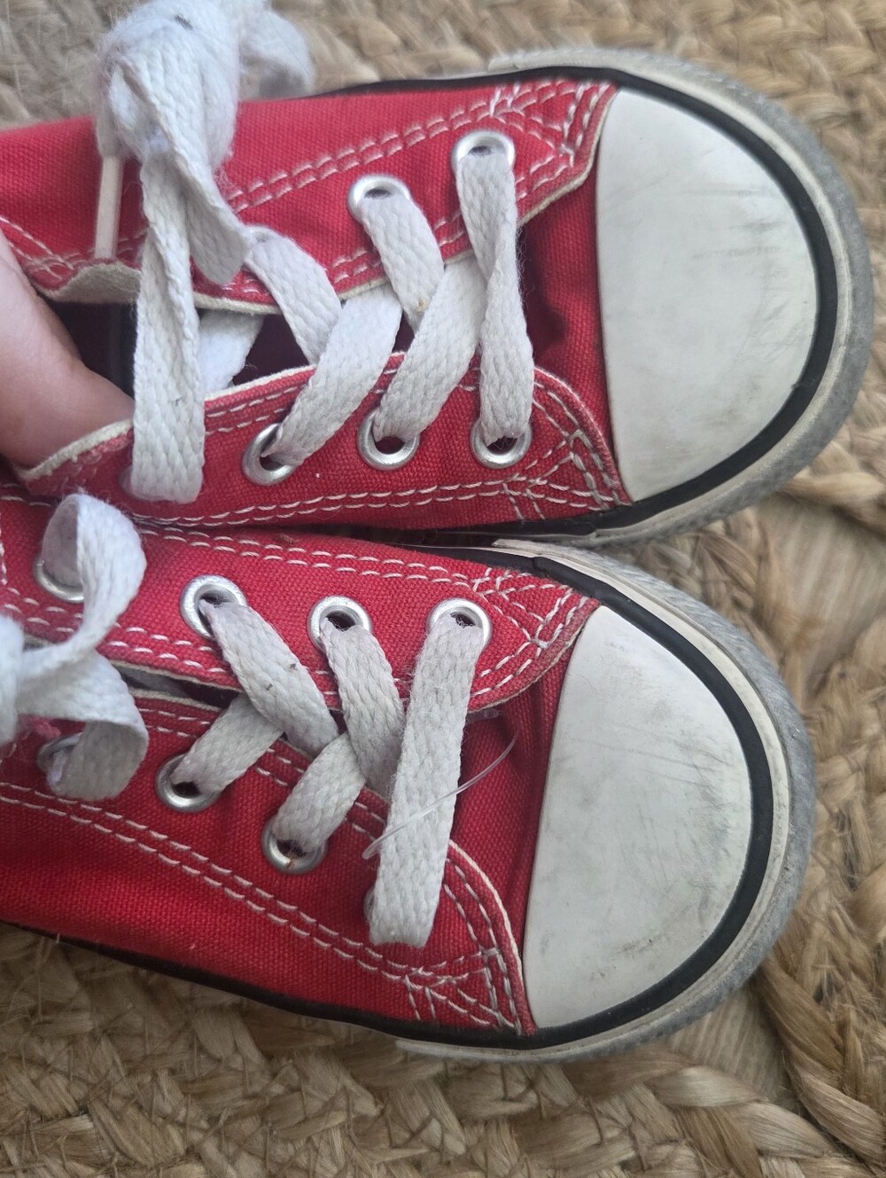 Kids Red Canvas Lace-Up Sneakers - Classic Casual Toddler 6